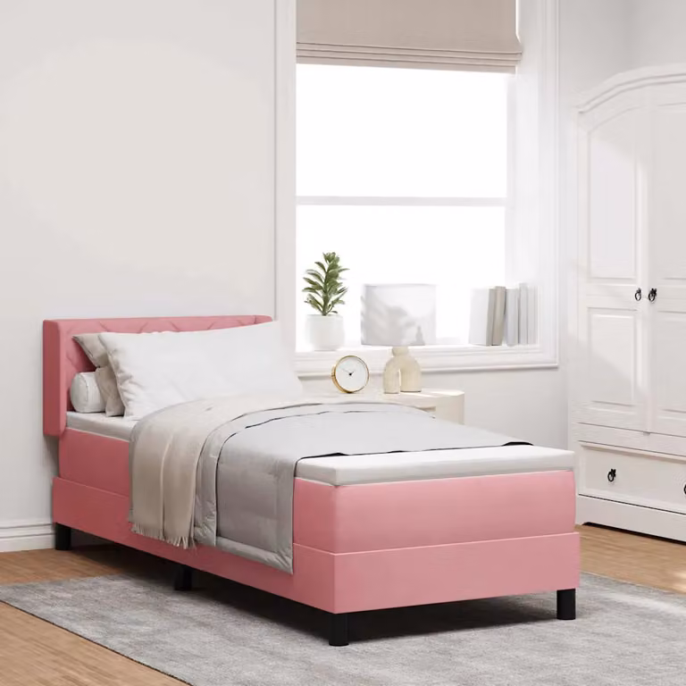 Letto ibrido con testiera vidaXL in velluto rosa L: 200 cm, P: 80 cm
