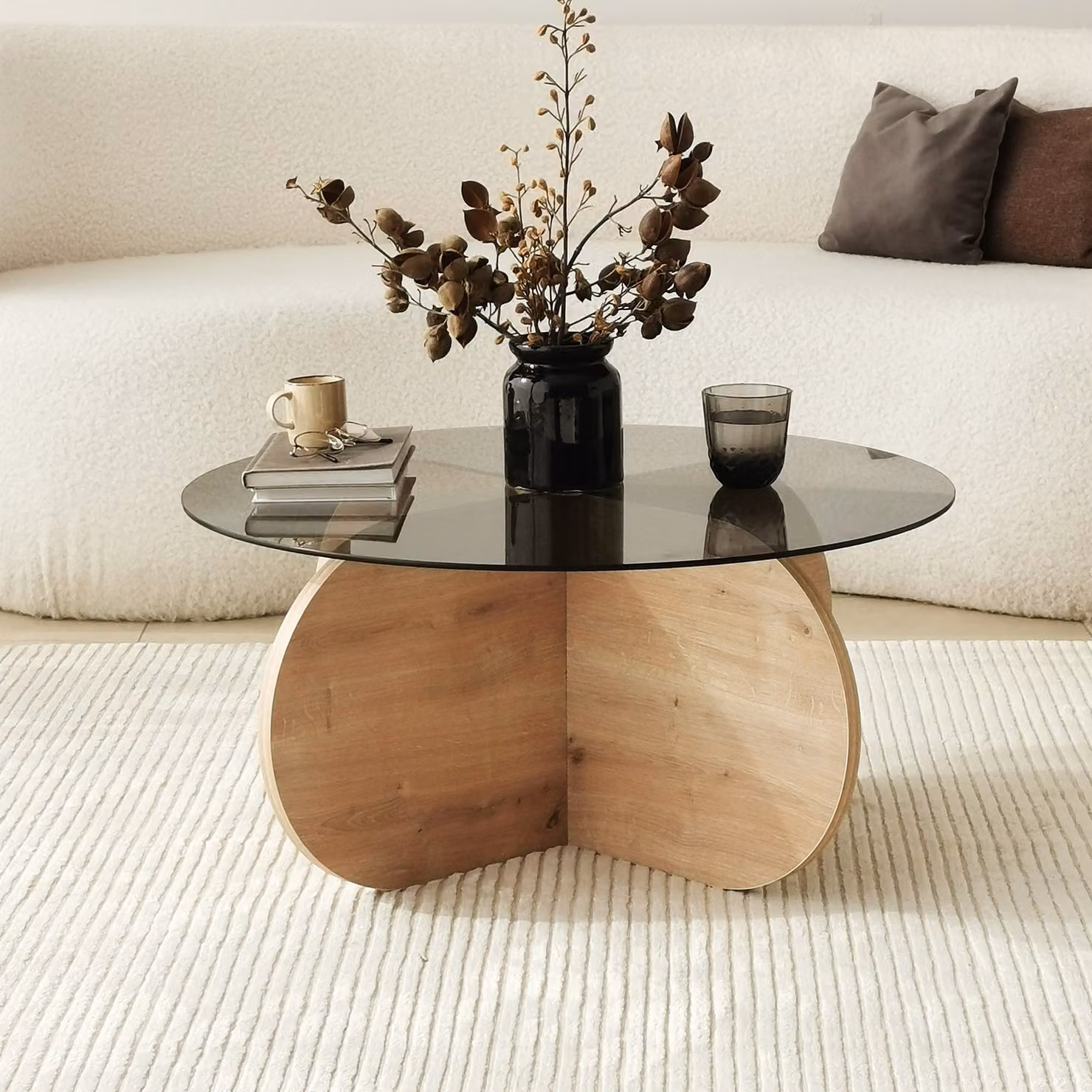 Skye Decor, Bubble - Sapphire Oak, Fume, tavolini, rovere, vetro, 75 x 35 x 75 cm