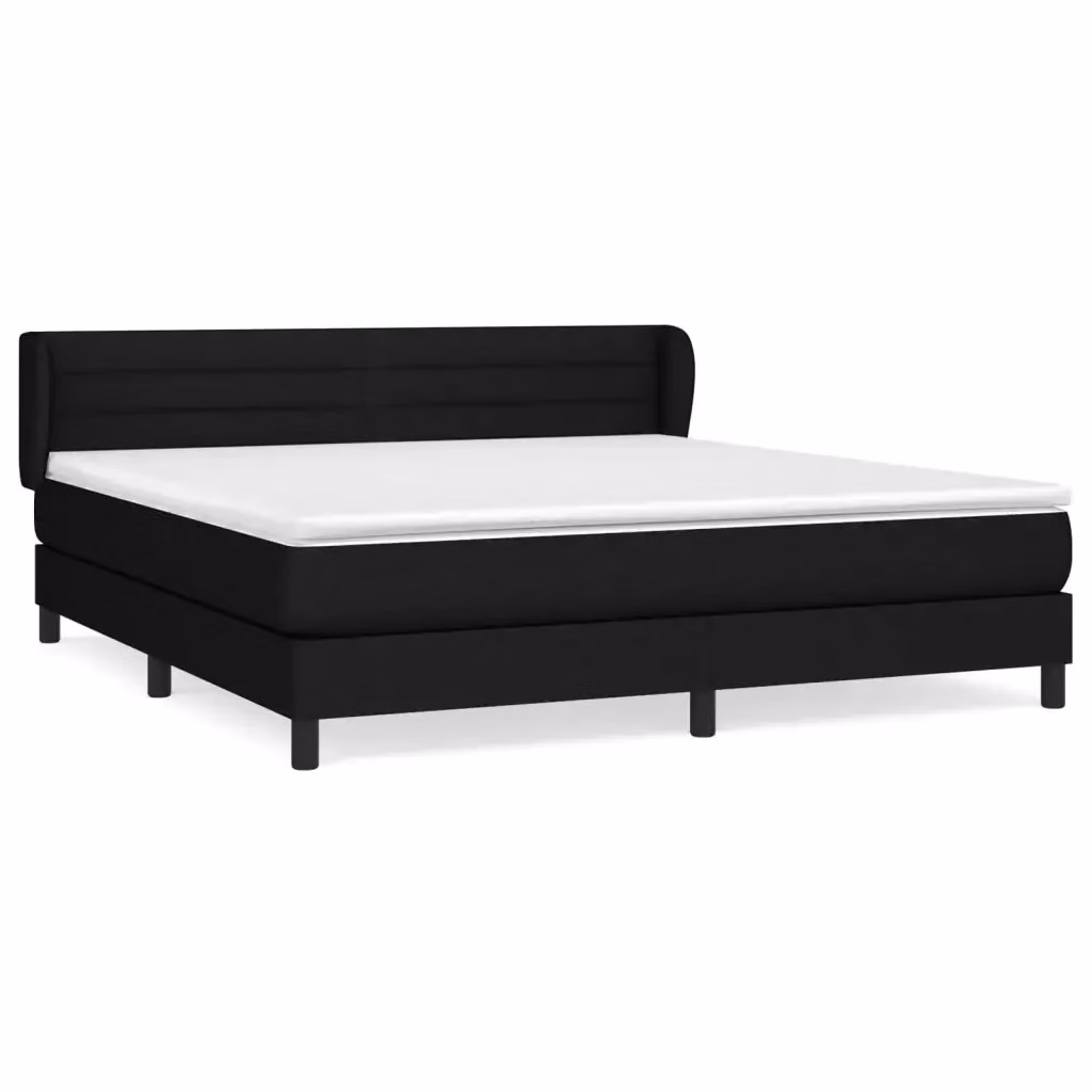 vidaXL Giroletto a Molle con Materasso Ibrido in Tessuto Nero L/P/H: 180 x 200 cm – 2