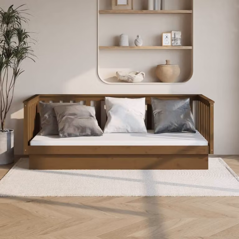 The Living Store Letto da giorno marrone miele 80x200 cm in legno di pino massiccio