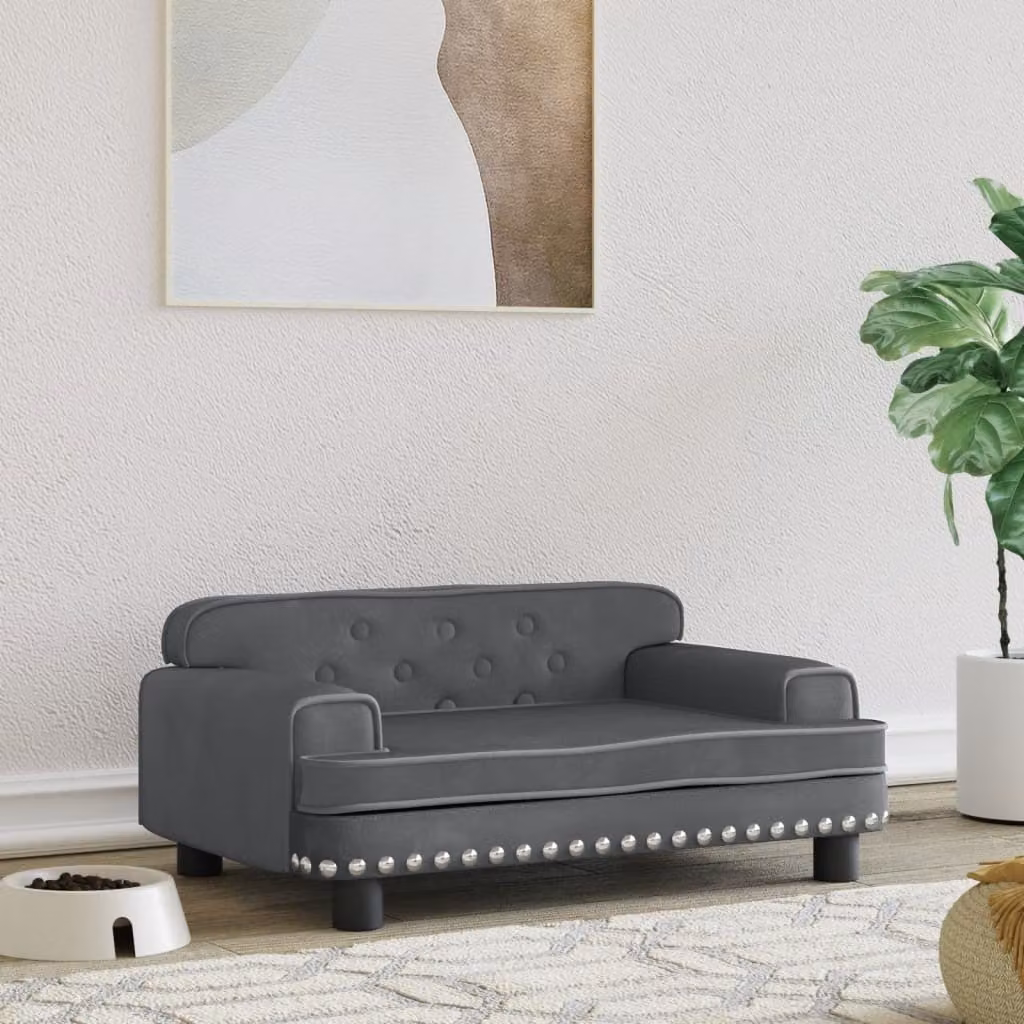 Letto per cani The Living Store in velluto grigio scuro 70x45x30 cm