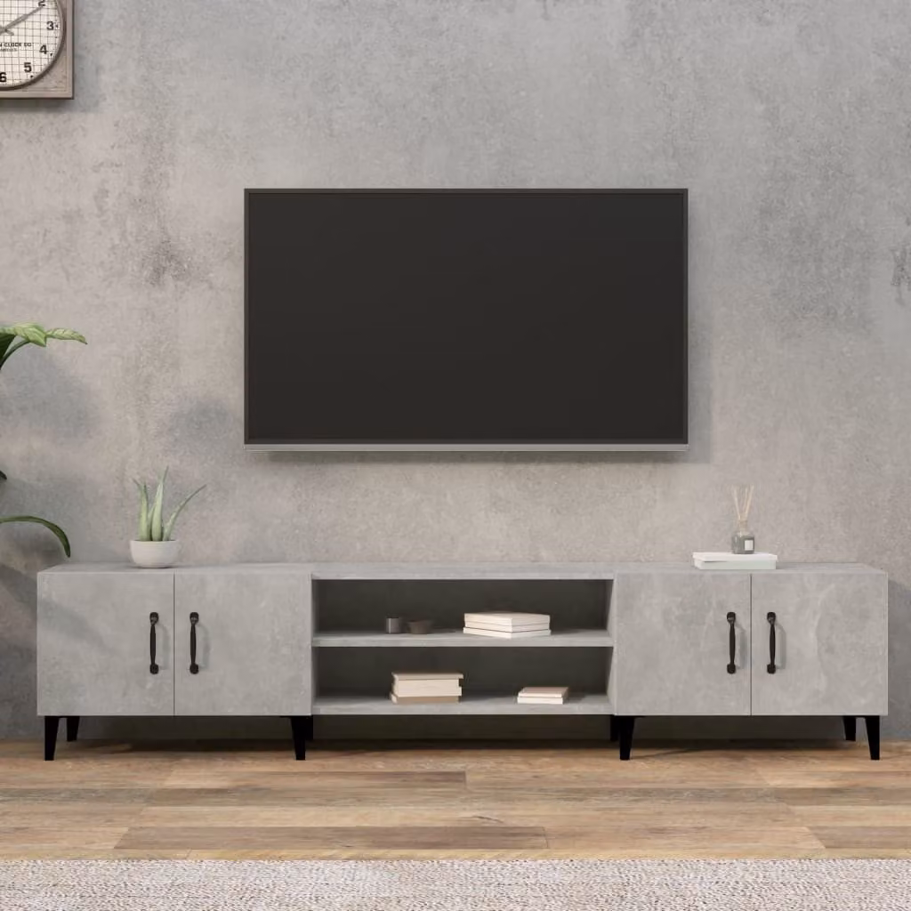 vidaXL Mobile Porta TV Moderno Grigio Cemento in Legno e Metallo L: 180 cm, P: 31,5 cm, H: 40 cm