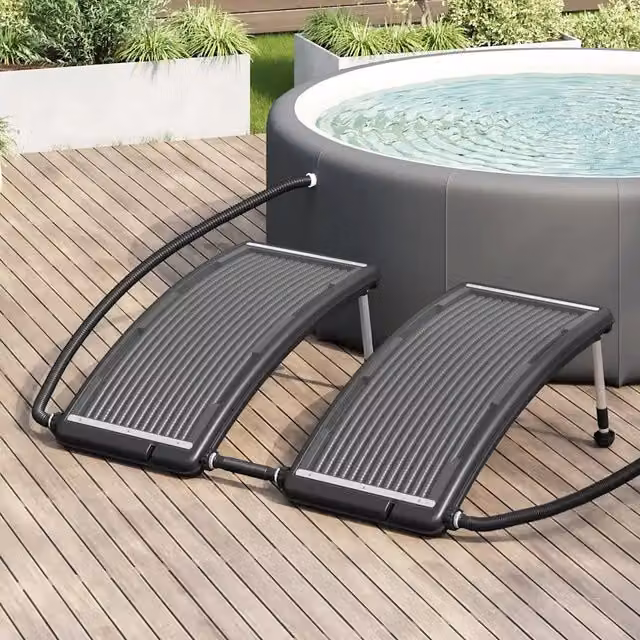 vidaXL Pannelli Solari Termici Curvi per Riscaldamento Piscina, Colore Nero, 2 Pezzi, L: 110 cm x P: 65 cm – 1
