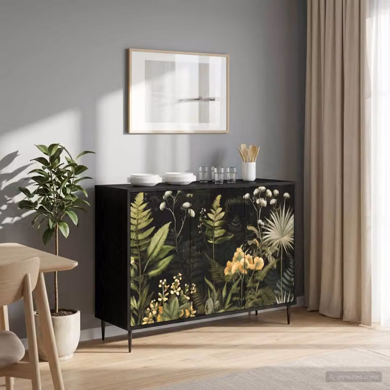 Credenza moderna vidaXL RHENEN colore nero L: 102 cm, P: 33 cm, H: 76 cm