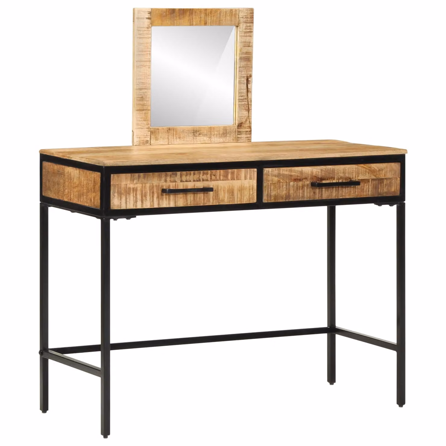 vidaXL Tavolo da Trucco in Legno di Mango Marrone con Cassetto L/P/H: 100 x 40 x 120 cm