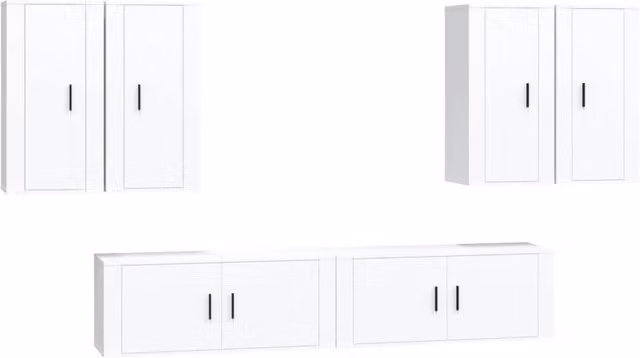 Set di Mobili Porta TV 6 pz | Armadietto TV | Mobile Porta TV Bianco in Legno Multistrato
