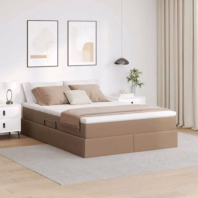 Letto con contenitore e materasso ibrido vidaXL beige L/P/H: 140 x 200 x 28 cm