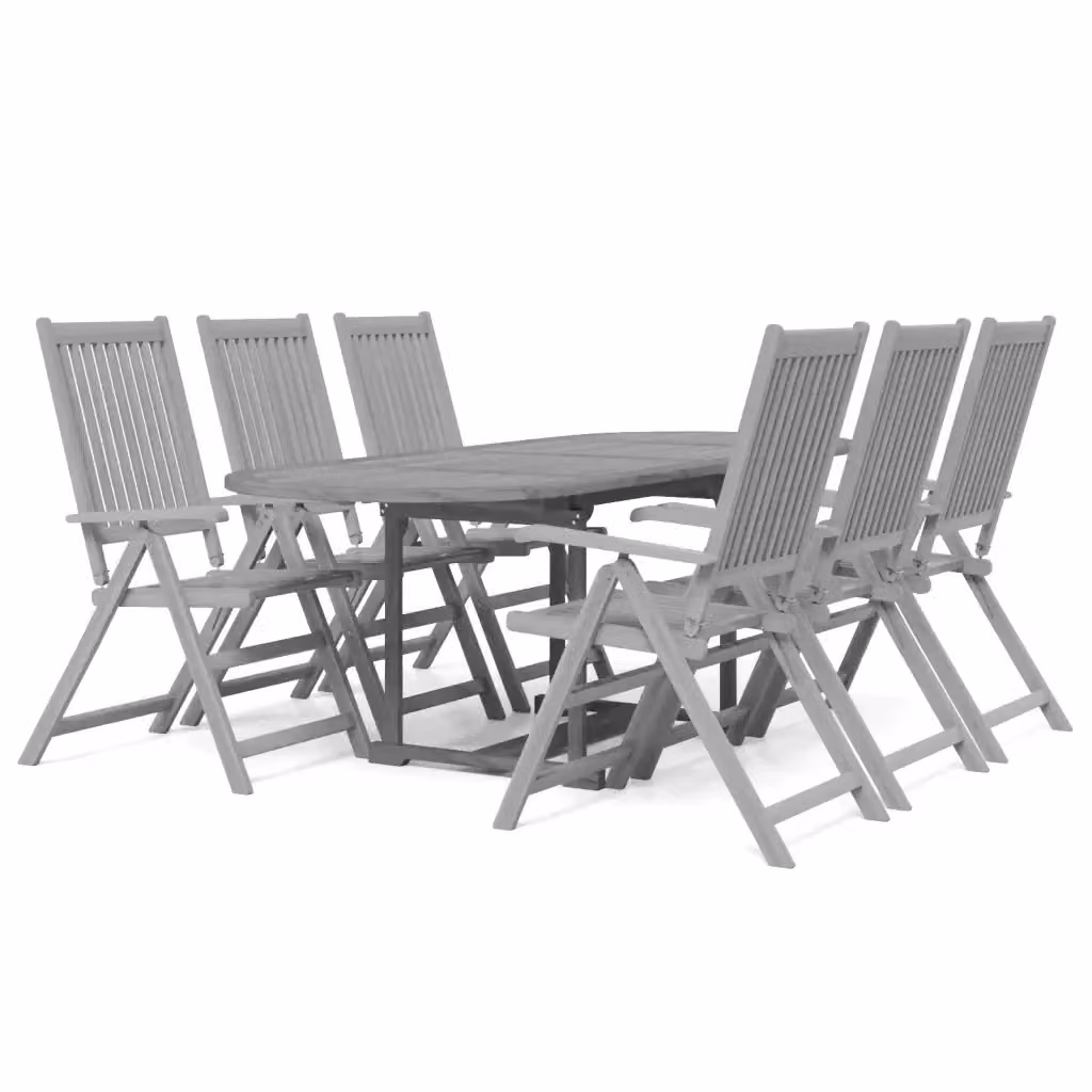 Set da pranzo per giardino vidaXL in legno di acacia grigio, 7 pezzi – 2