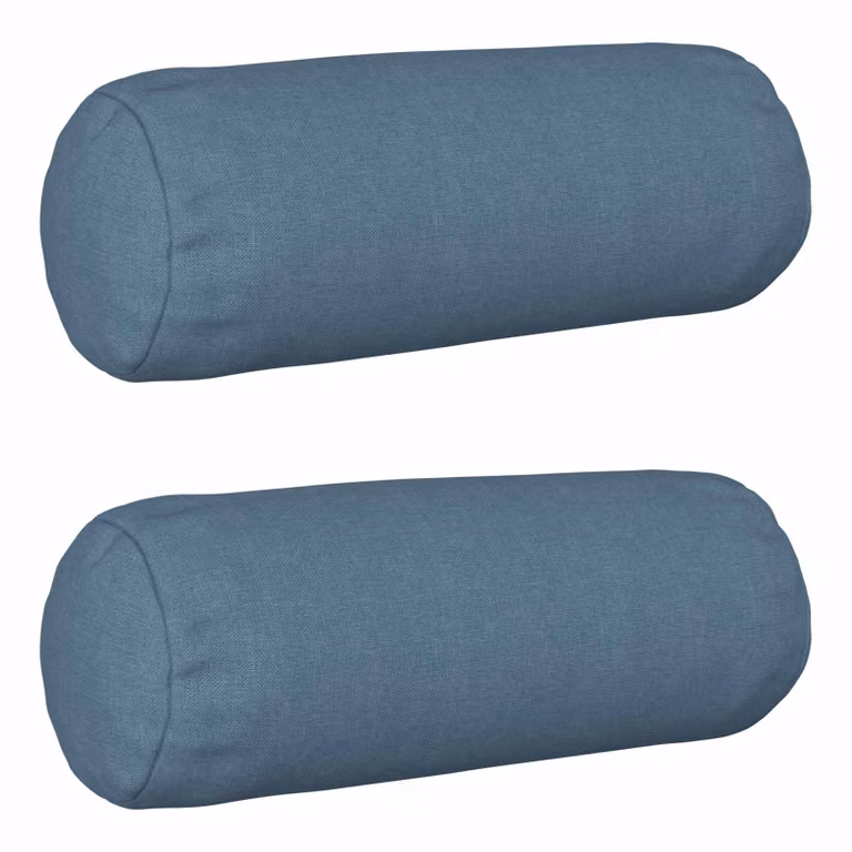 Set di 2 cuscini rotondi vidaXL HEERLEN in tessuto blu jeans con fodera lavabile e rimovibile