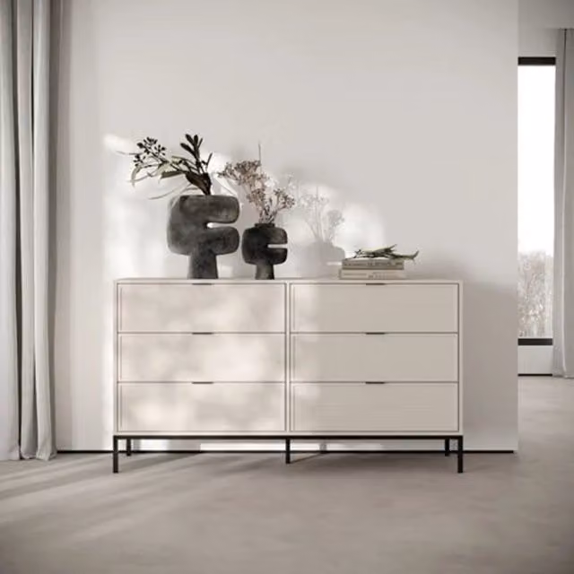 Laletati, Cassettiera 4 Cassetti, 150x40x92h cm Nero Antracite
