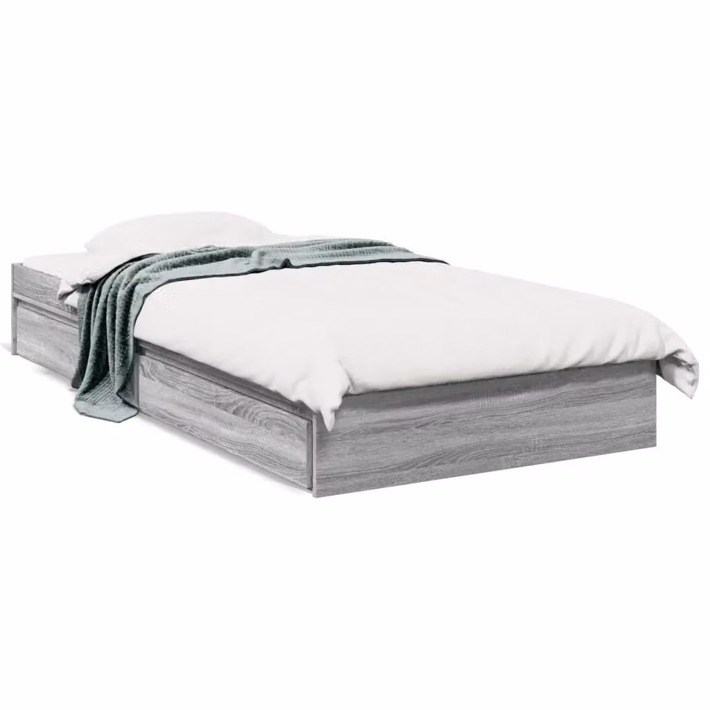 Letto con cassetti moderno vidaXL in legno multistrato grigio L 100 cm x P 200 cm – 2