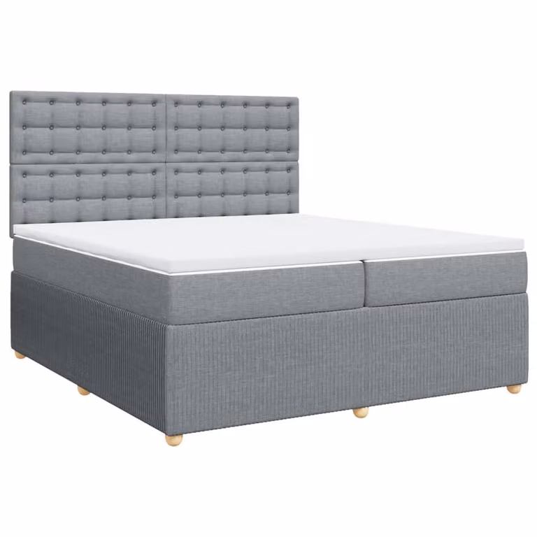 Giroletto a Molle con Materasso Grigio Chiaro 200x200cm Tessuto