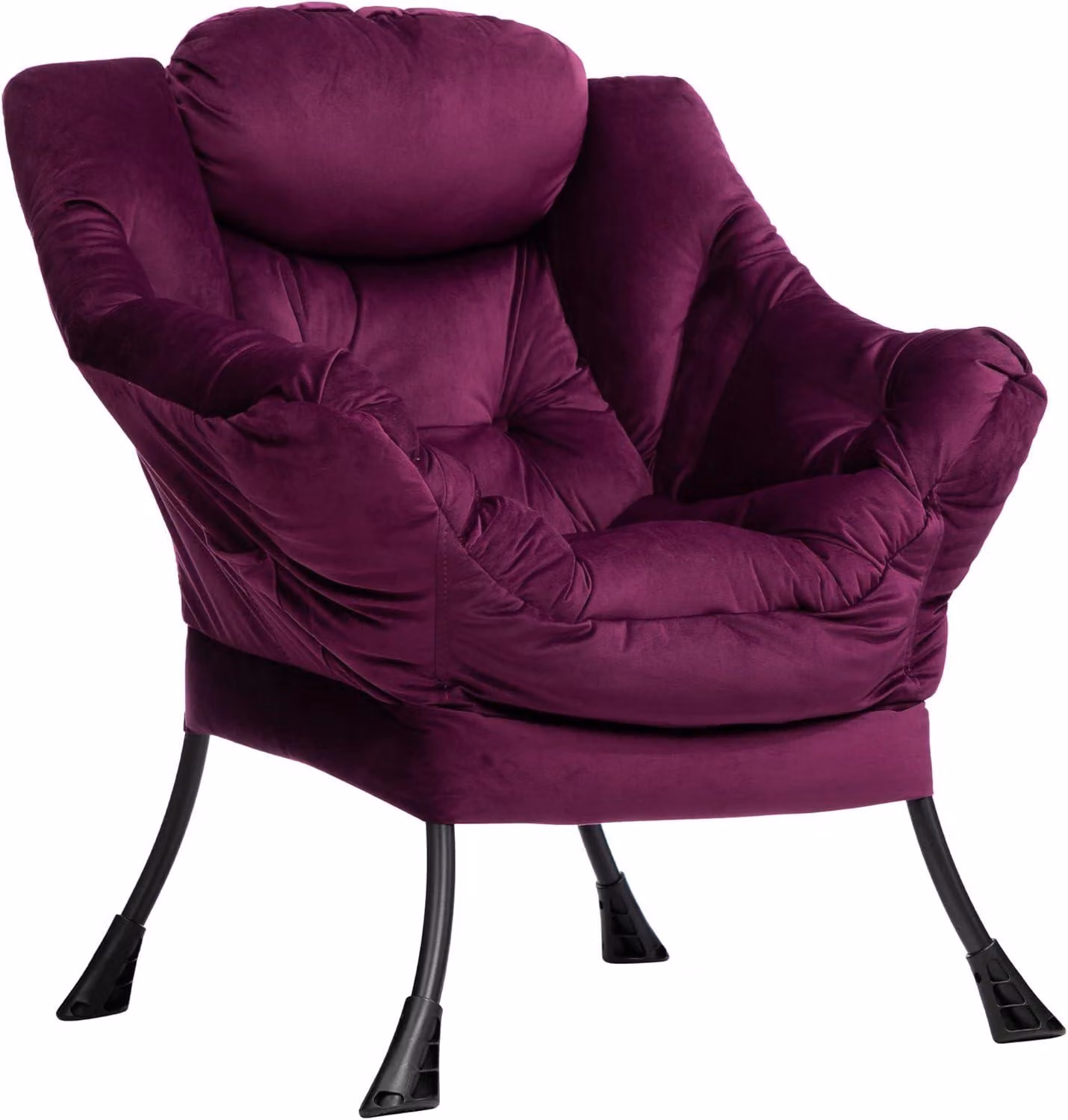 Poltrona reclinabile con struttura in acciaio e comodo vano portaoggetti, color viola