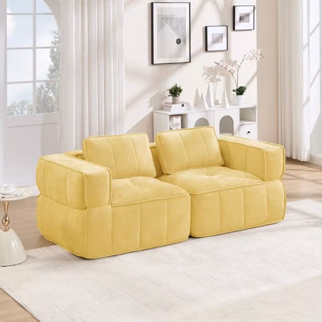 Divano 198x93x67 cm modulare in poliestere giallo