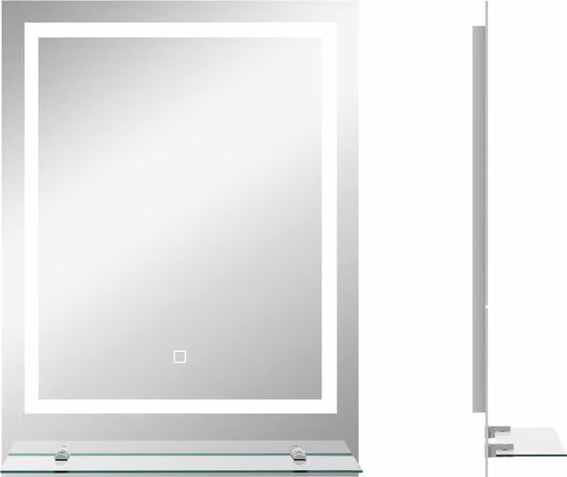 Specchio rettangolare luminoso con LED da parete per bagno kleankin, Trasparente, L: 70 cm, H: 50 cm, P: 2.7 cm – 1