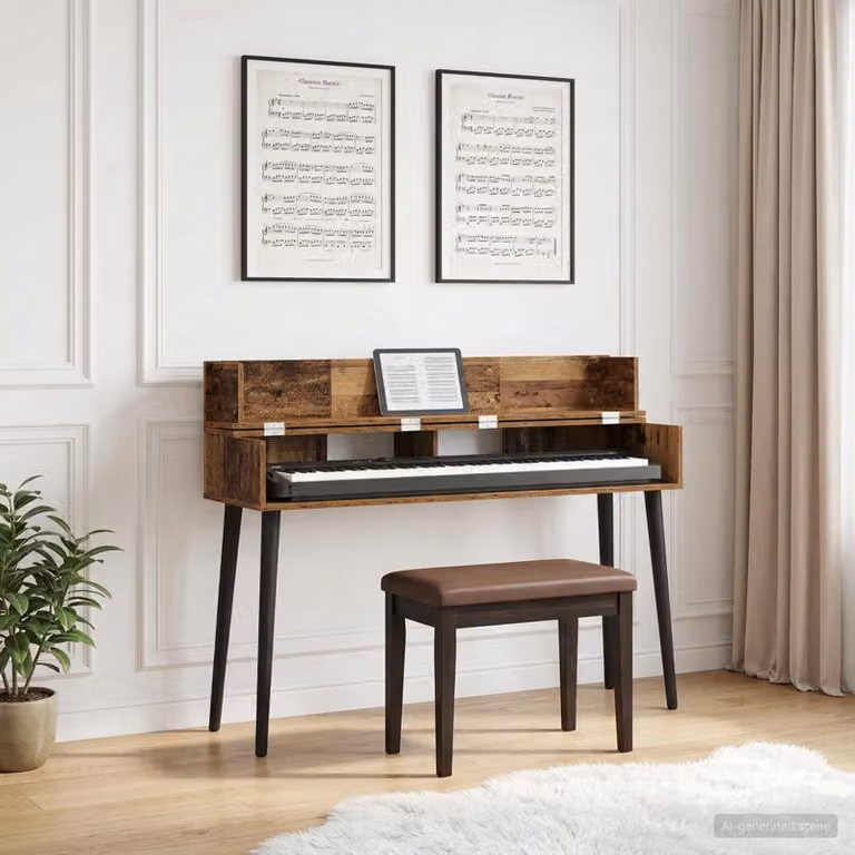 Scrivania da studio moderna vidaXL in legno e MDF color marrone, L 110 x P 40 x H 19,5 cm