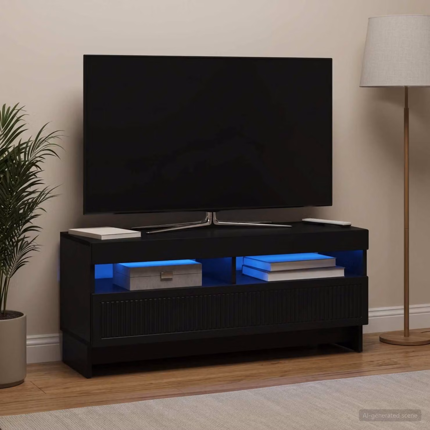 Mobile TV LED vidaXL Nero con illuminazione integrata L/P/H: 100 x 35 x 43 cm