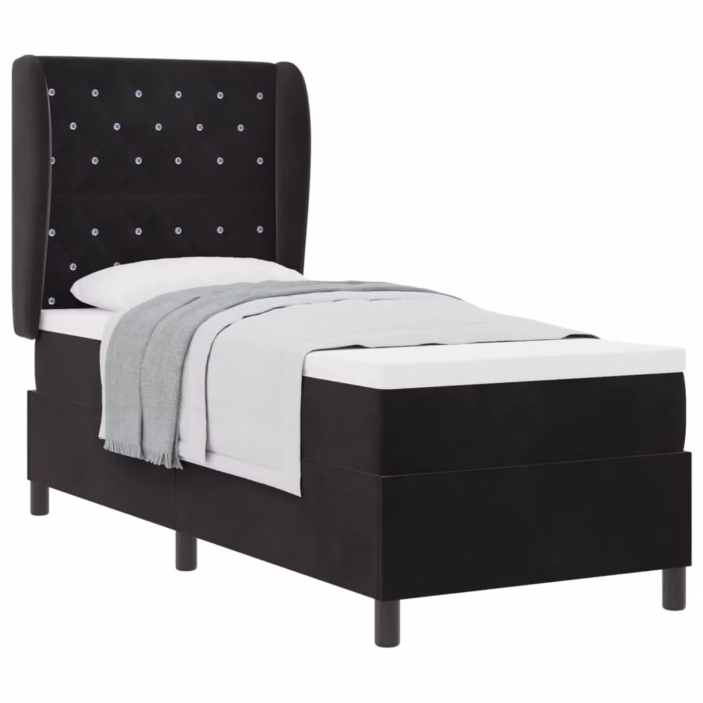 Letto a molle con materasso ibrido vidaXL in velluto nero L: 80 cm, P: 200 cm – 2