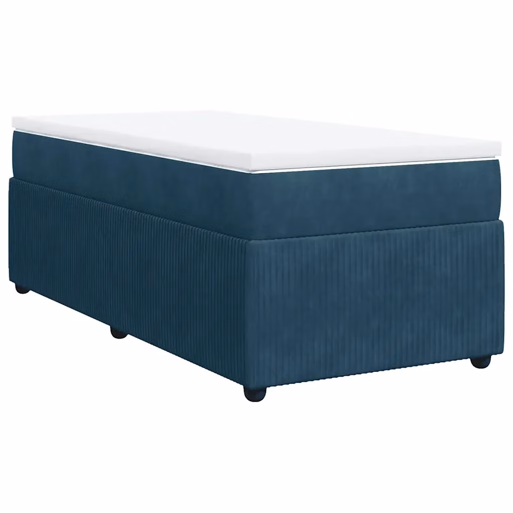 Letto Ibrido vidaXL in Velluto Blu e Bianco con Materasso a Molle L: 200 cm, L: 80 cm – 2