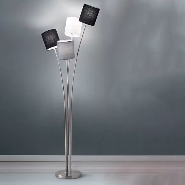 Piantana Contemporanea Joke Perenz Illumina in Metallo Cromo e Tessuto Multicolore con 4 Luci E14