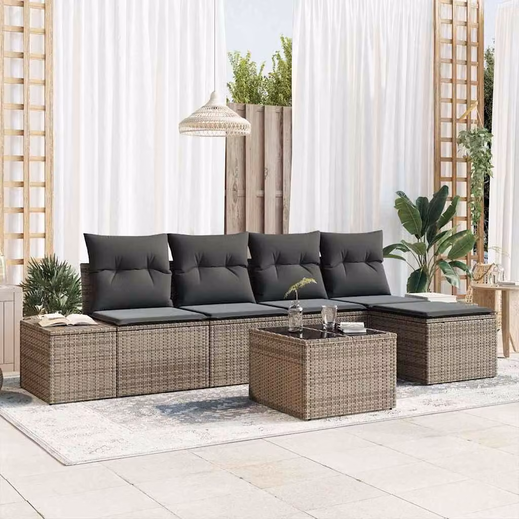 Maison Exclusive - Set Divano da Giardino 5 pcs Grigio chiaro polyrattan