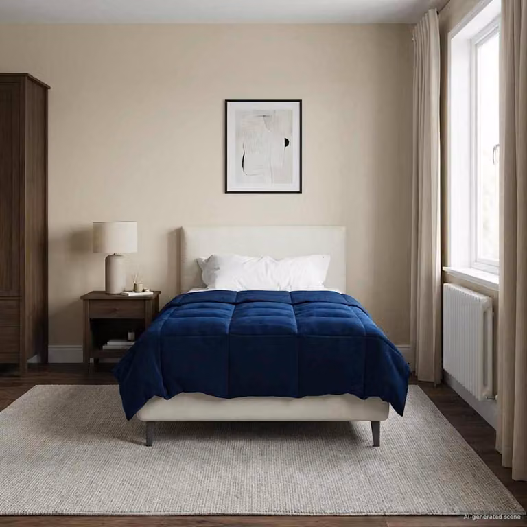 Piumino estivo traspirante e reversibile vidaXL in microfibra, Blu, L 155 x P 220 cm
