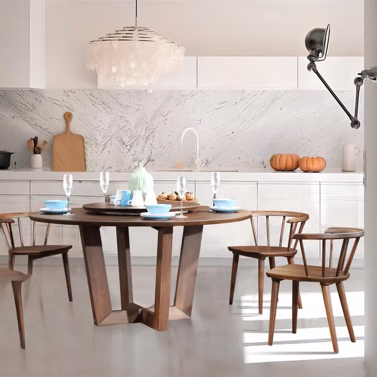 Italienische Holz Möbel Tisch 4 Lehn Stühle Stuhl Tische Sitz Polster Garnitur