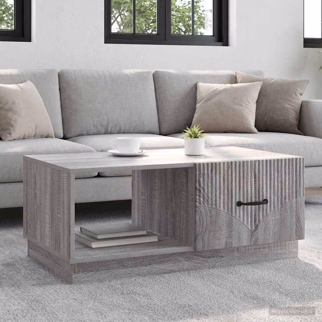 vidaXL Tavolino da salotto moderno rettangolare in MDF Grigio L: 90 cm, P: 50 cm, H: 37 cm