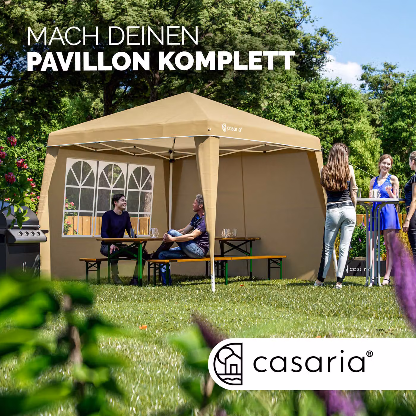 Set di 2 tendalini laterali Capri Casaria® in poliestere beige per gazebo, protezione UPF 50+ – 2