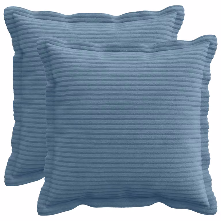 Set di 2 federe vidaXL HOUTEN blu in velluto a coste, L 40 x P 40 cm