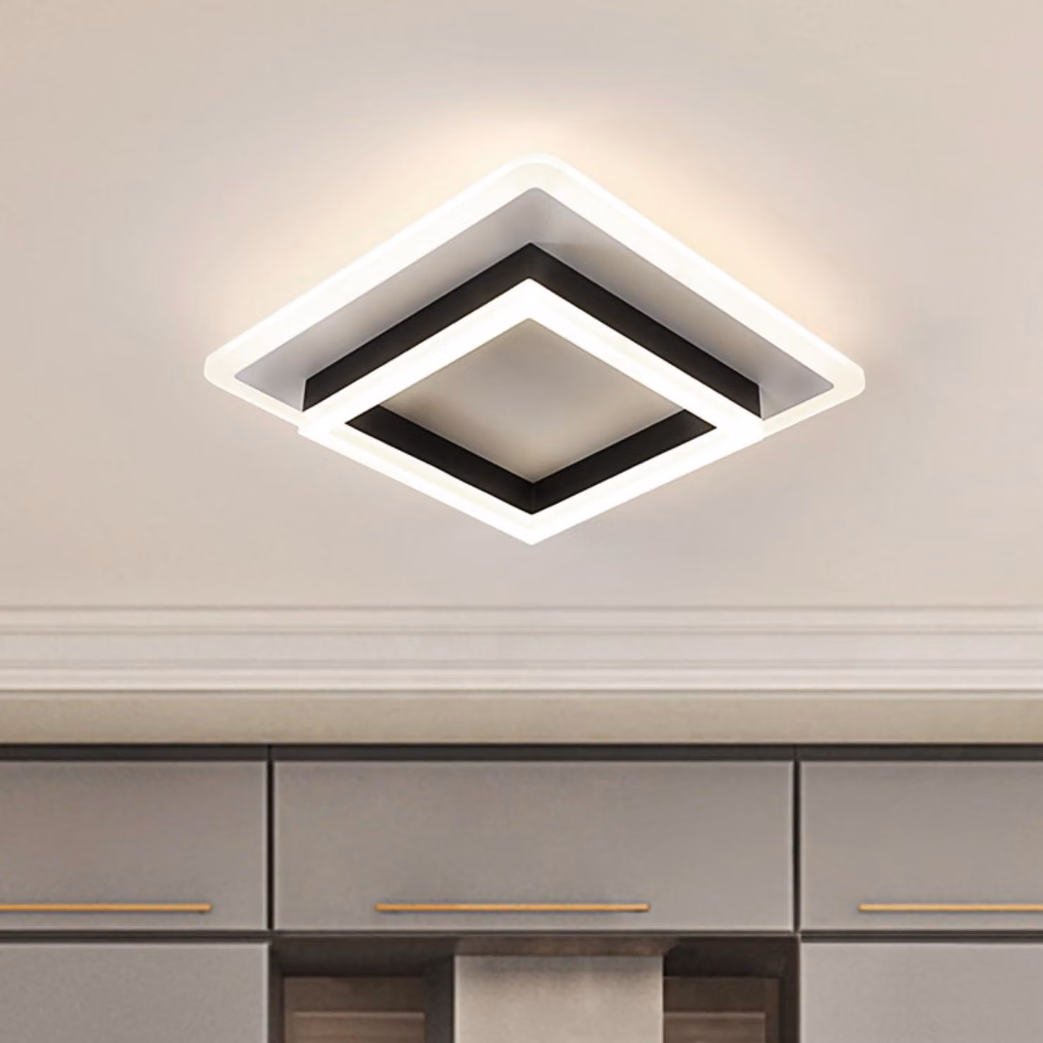 Lampada da soffitto a LED, 30W, 30x30 cm, luce bianca neutra 4500K, colore nero