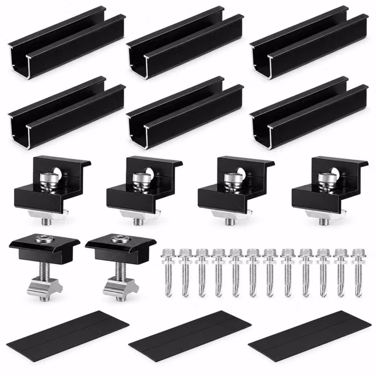 Kit di supporti solari, binari da 12 cm, morsetti da 30-35 mm, composto da 6 pezzi