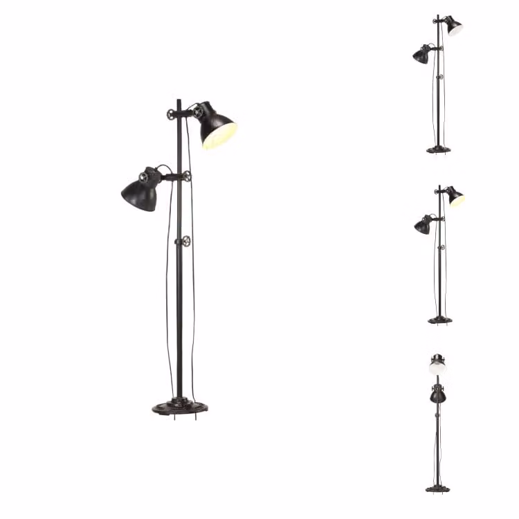 vidaXL Lampada da terra a 2 luci in ghisa nera E27 - Lampade