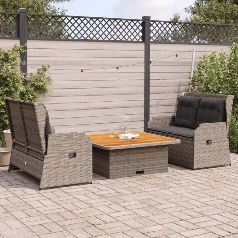 Maison Exclusive - Set Divani da Giardino 3 pz con Cuscini in Polyrattan Grigio