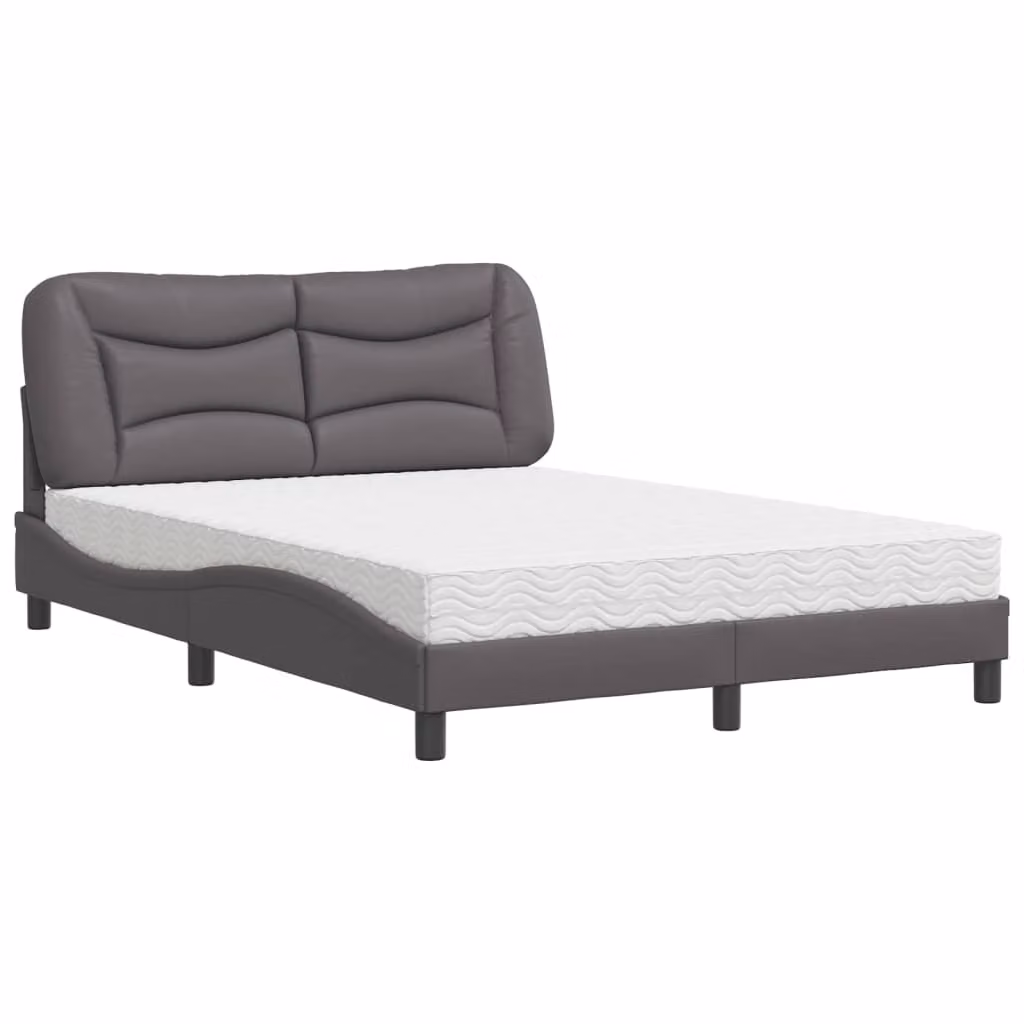 Letto con Materasso Hvar Grigio 120x200 cm in Pelle finta