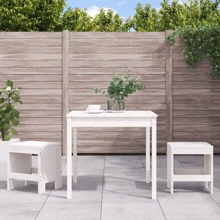 Set da Bistrot da Giardino vidaXL in 3 Pezzi in Legno di Pino Bianco Lacqué per Terrazza e Balcone