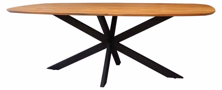 Tavolo da pranzo FURNLUX Arhus in acacia e nero 215 cm / Colore principale: marrone / Dimensioni: 215 x 77 x 105 cm