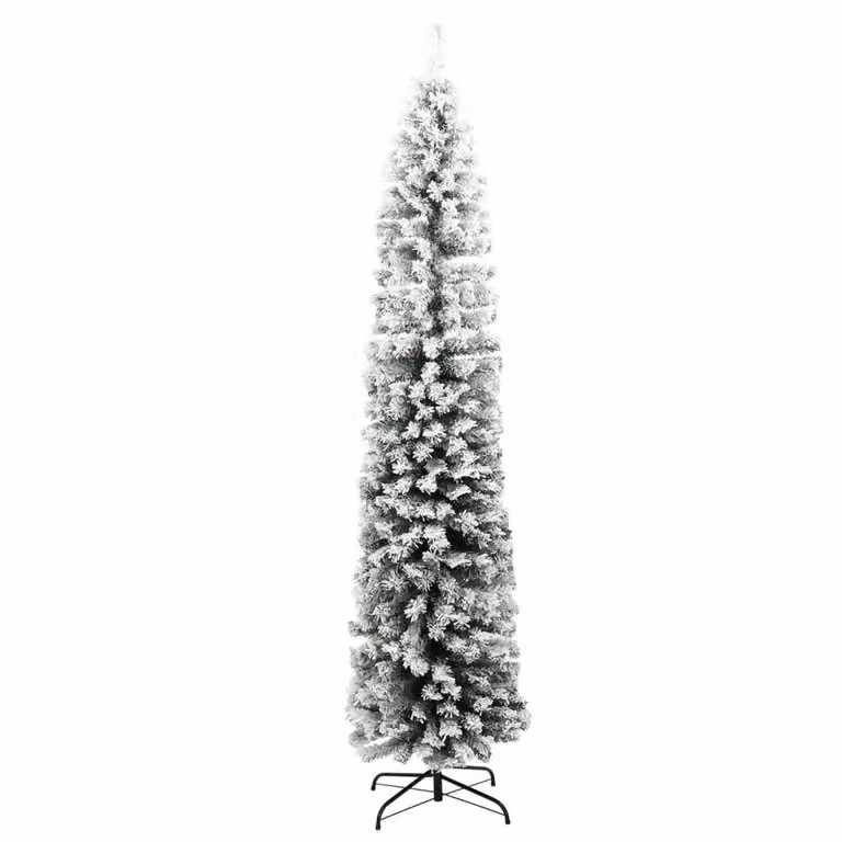 Maison Exclusive - Albero di Natale artificiale slanciato con effetto neve, verde, 210 cm, PVC