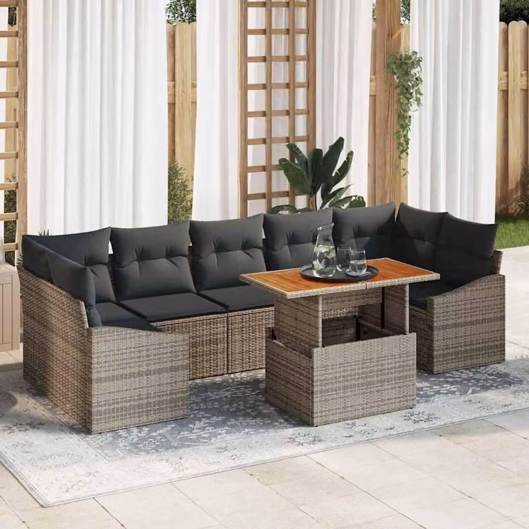 Maison Exclusive - Set da giardino composto da 8 pezzi, colore grigio
