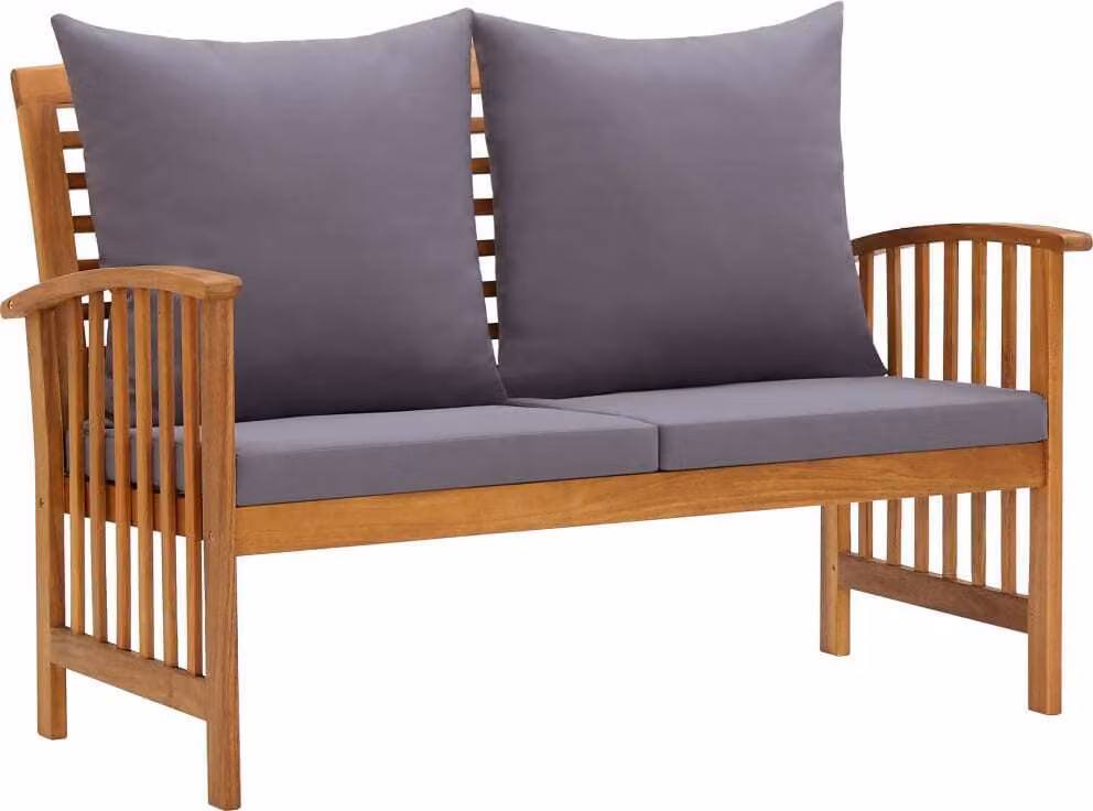 The Living Store Panca da giardino con cuscini 119 cm in legno massiccio di acacia