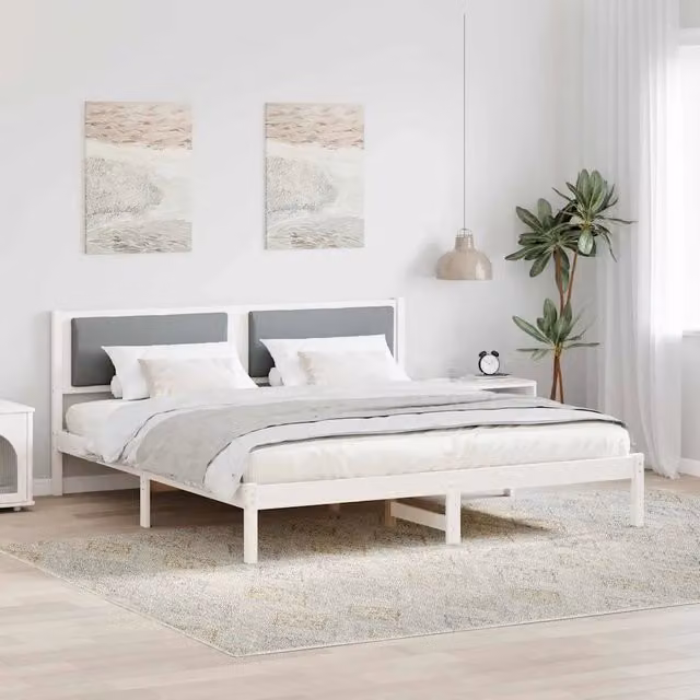 Struttura del letto-Giroletto Grigio chiaro 180 x 200 cm Pino massello 618733
