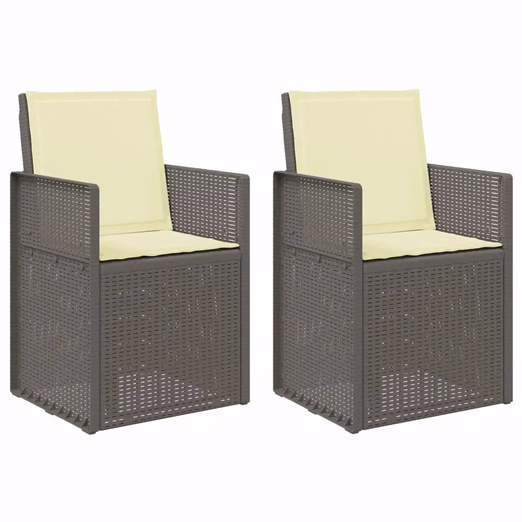 Set di 2 sedie da giardino moderne vidaXL con cuscini, resistenti ai raggi UV, colore grigio e bianco