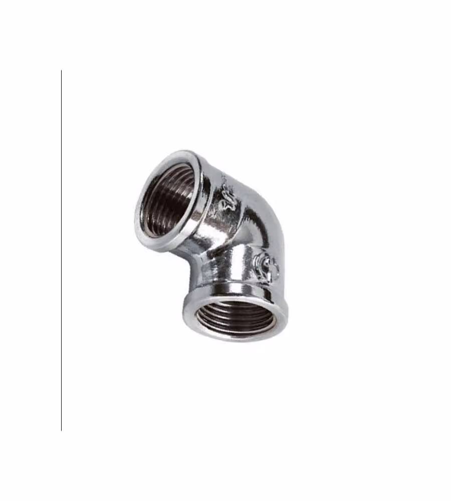 Idrobric Gomito 1/2" femmina-femmina in ottone cromato lucido 90°