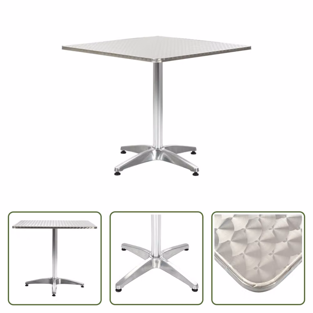 The Living Store tavolo da giardino argento 80x80x70 cm alluminio