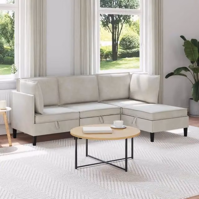 Set di mobili per il soggiorno 4 pz Crema Velluto 3413765