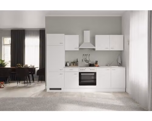 Blocco cucina con elettrodomestici Flex Well Wito 270 cm frontale colore mat bianco mobile colore bianco