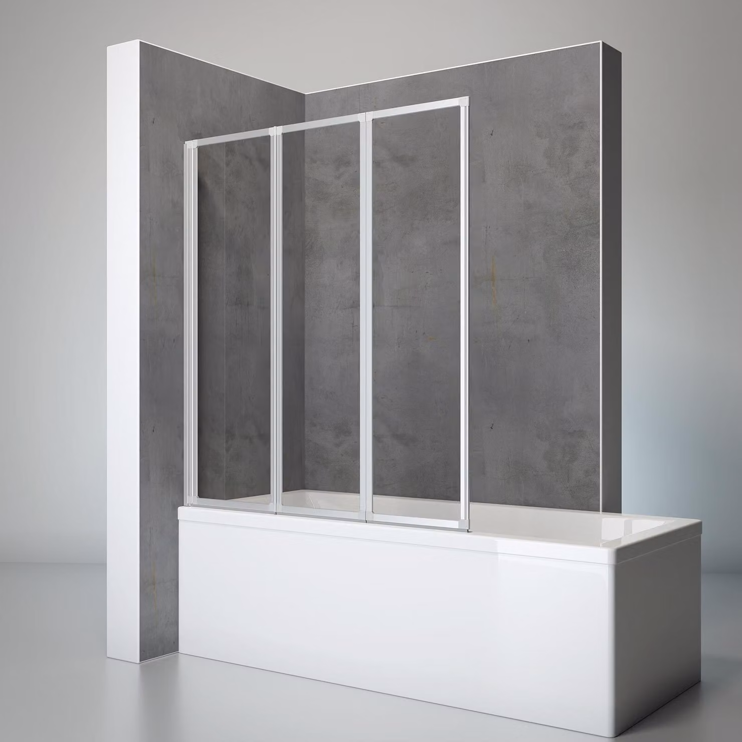 Parete pieghevole per vasca da bagno Schulte, 3 pannelli, 127 x 140 cm, vetro di sicurezza (ESG) da 3 mm, trasparente chiaro, alluminio naturale