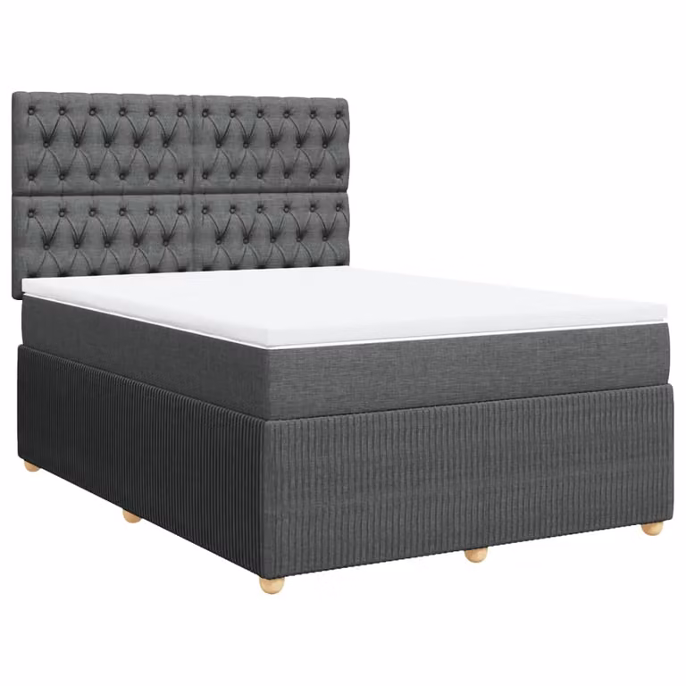 Giroletto a Molle con Materasso Grigio Scuro 160x200 cm Tessuto