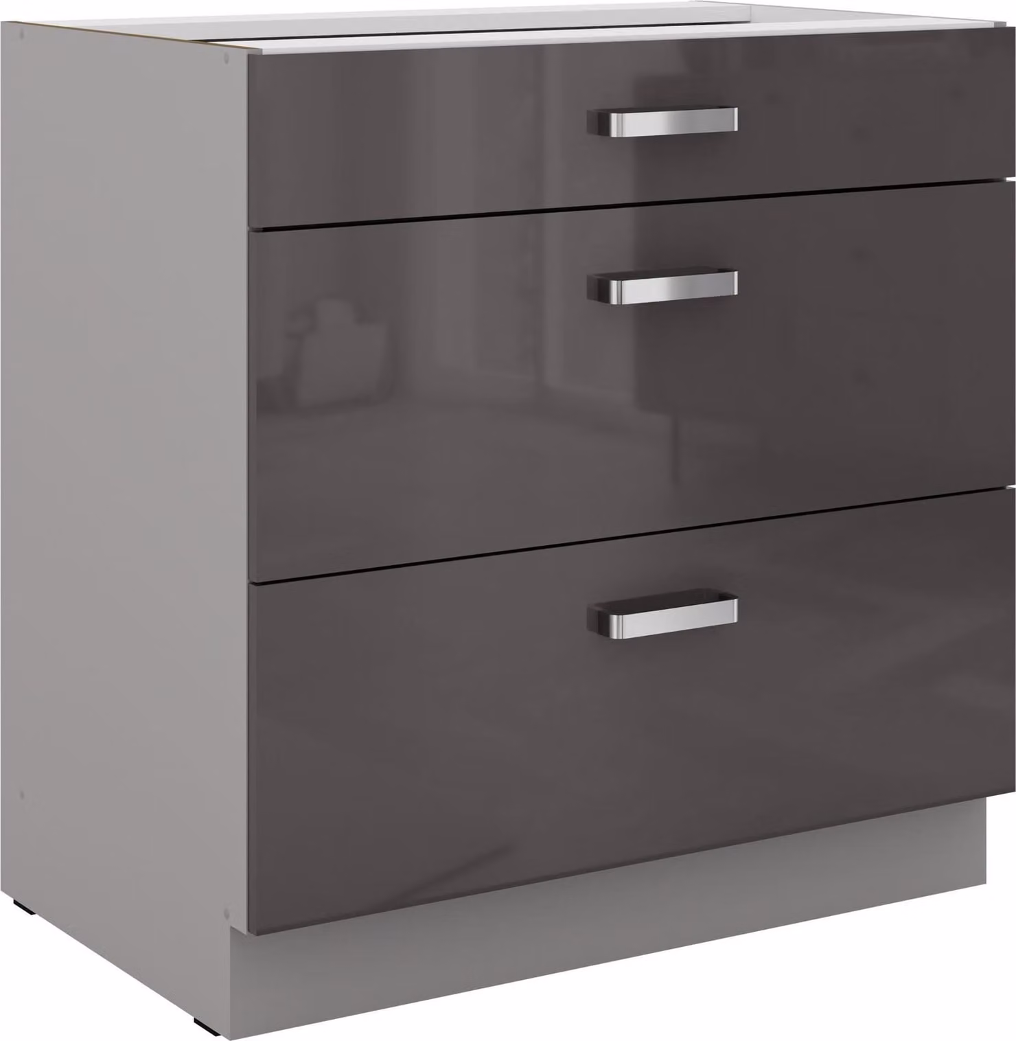 Base cucina 80 cm grigio lucido ad estrazione totale con chiusura ammortizzata Cucina Grey Bianca