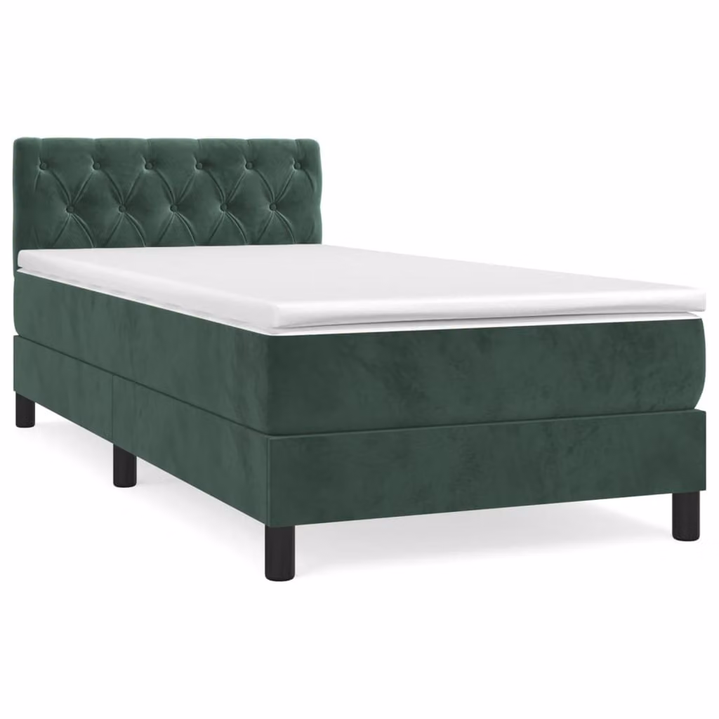 Giroletto a Molle con Materasso Verde Scuro 80x200 cm Velluto